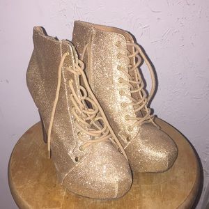 Golden glitter booties